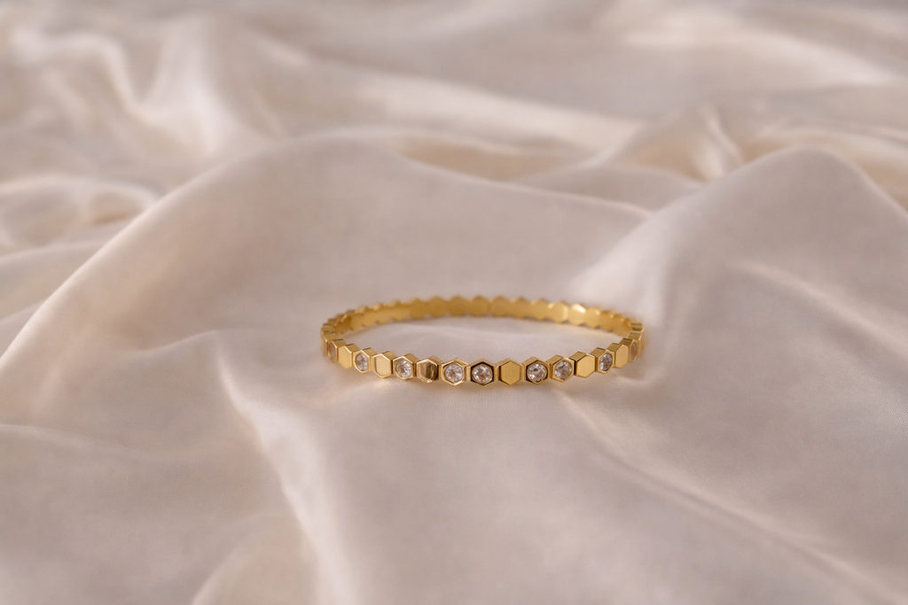 Cubic Zirconia Hexa Bangle