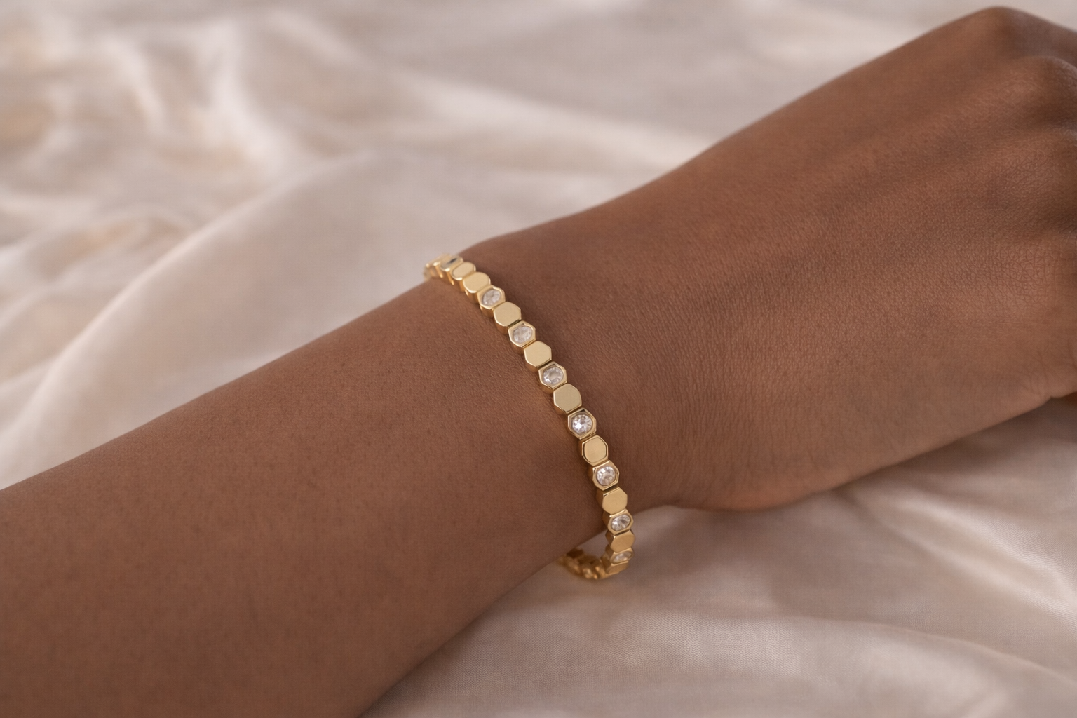 Cubic Zirconia Hexa Bangle